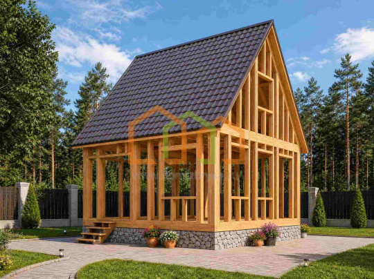 Каркасный дом без отделки 6х6