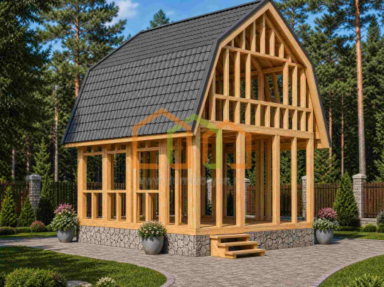 Каркасный дом без отделки 6х6