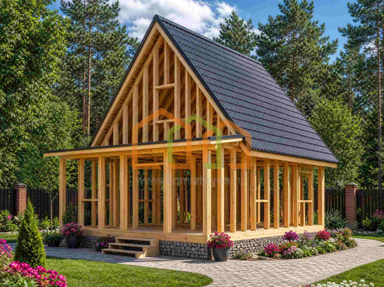 Каркасный дом без отделки 6х8